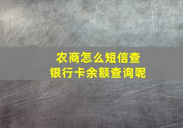 农商怎么短信查银行卡余额查询呢