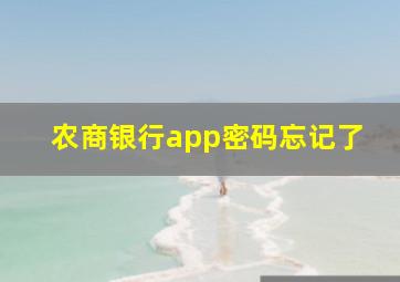 农商银行app密码忘记了