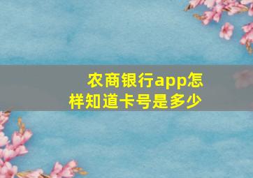 农商银行app怎样知道卡号是多少