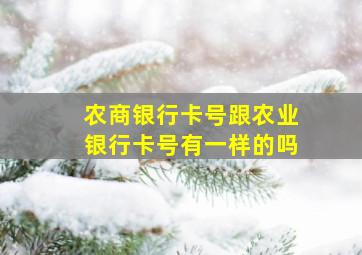 农商银行卡号跟农业银行卡号有一样的吗