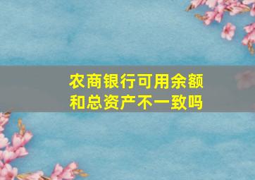 农商银行可用余额和总资产不一致吗