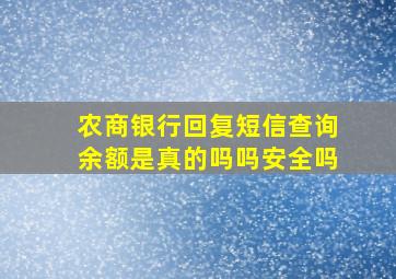 农商银行回复短信查询余额是真的吗吗安全吗