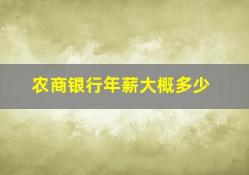 农商银行年薪大概多少