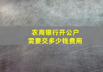 农商银行开公户需要交多少钱费用