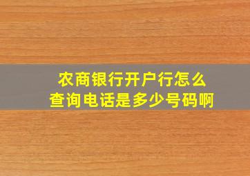 农商银行开户行怎么查询电话是多少号码啊