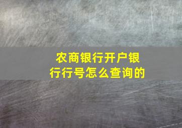 农商银行开户银行行号怎么查询的