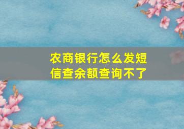 农商银行怎么发短信查余额查询不了