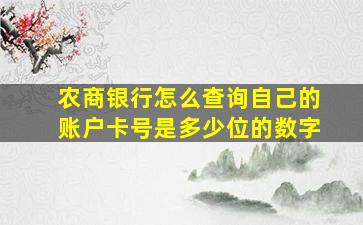 农商银行怎么查询自己的账户卡号是多少位的数字