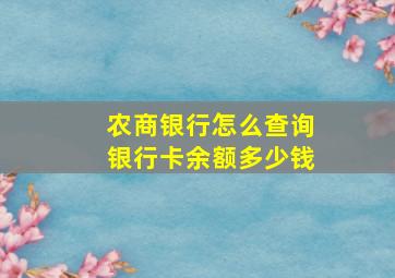 农商银行怎么查询银行卡余额多少钱