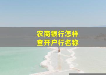 农商银行怎样查开户行名称