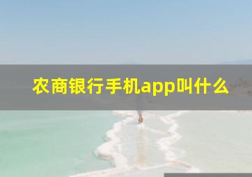 农商银行手机app叫什么