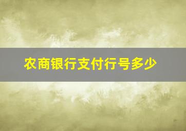 农商银行支付行号多少