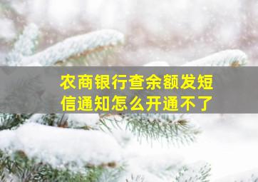 农商银行查余额发短信通知怎么开通不了