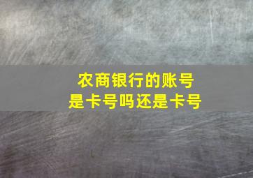 农商银行的账号是卡号吗还是卡号