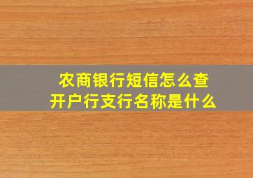 农商银行短信怎么查开户行支行名称是什么