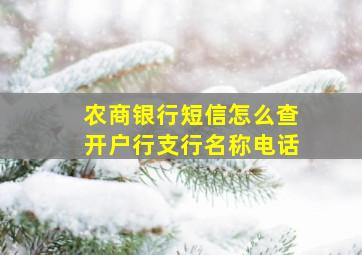 农商银行短信怎么查开户行支行名称电话