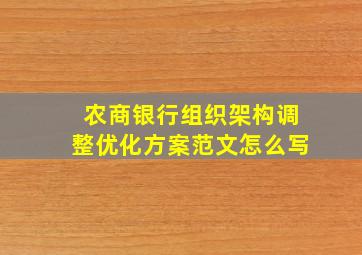 农商银行组织架构调整优化方案范文怎么写