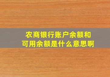 农商银行账户余额和可用余额是什么意思啊