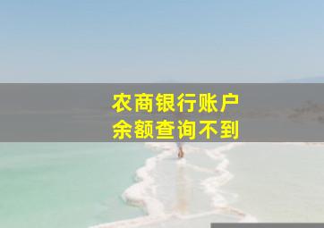 农商银行账户余额查询不到