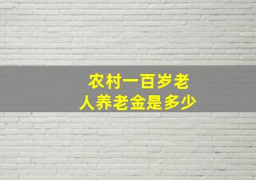 农村一百岁老人养老金是多少