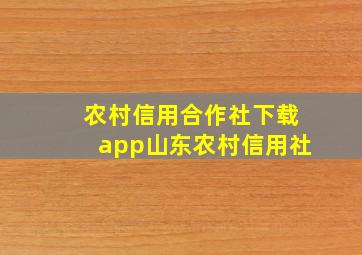 农村信用合作社下载app山东农村信用社