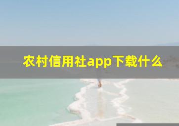 农村信用社app下载什么