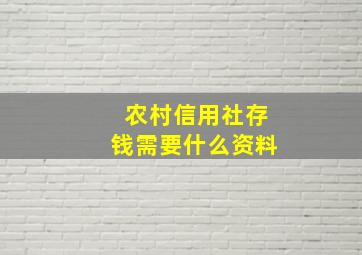 农村信用社存钱需要什么资料