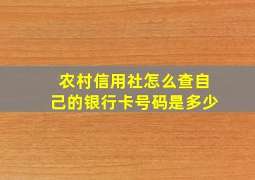 农村信用社怎么查自己的银行卡号码是多少