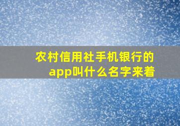 农村信用社手机银行的app叫什么名字来着