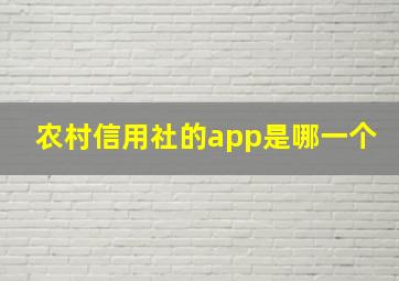 农村信用社的app是哪一个