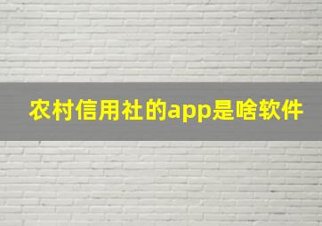 农村信用社的app是啥软件