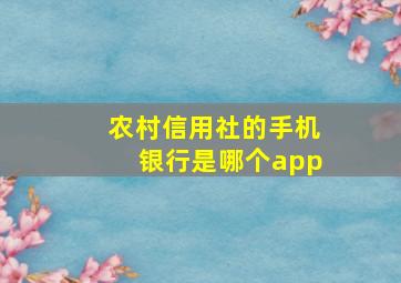 农村信用社的手机银行是哪个app