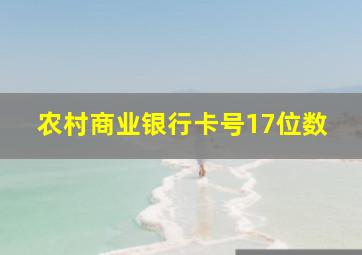 农村商业银行卡号17位数