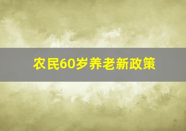 农民60岁养老新政策