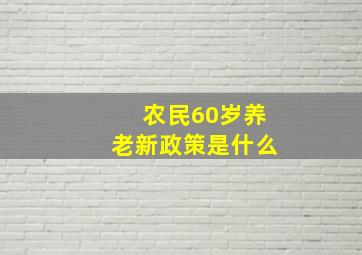 农民60岁养老新政策是什么