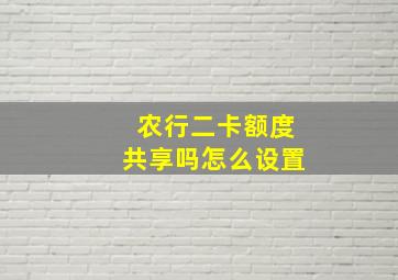 农行二卡额度共享吗怎么设置