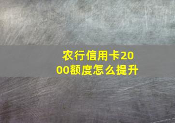 农行信用卡2000额度怎么提升