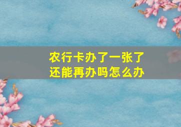 农行卡办了一张了还能再办吗怎么办