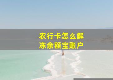 农行卡怎么解冻余额宝账户