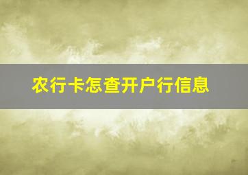 农行卡怎查开户行信息