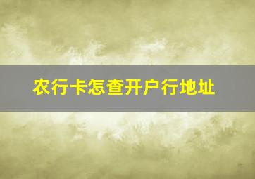 农行卡怎查开户行地址