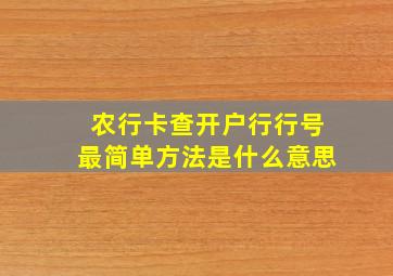 农行卡查开户行行号最简单方法是什么意思