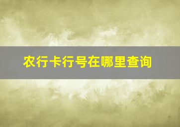 农行卡行号在哪里查询