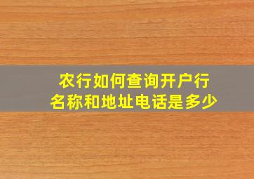 农行如何查询开户行名称和地址电话是多少