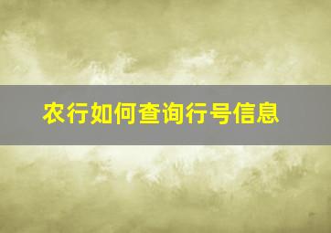 农行如何查询行号信息