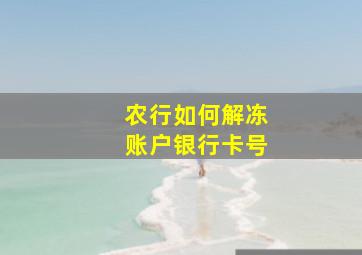 农行如何解冻账户银行卡号