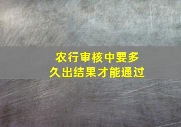 农行审核中要多久出结果才能通过