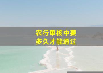 农行审核中要多久才能通过