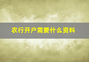 农行开户需要什么资料