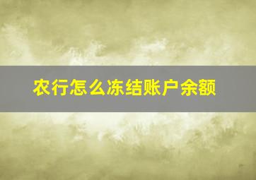 农行怎么冻结账户余额